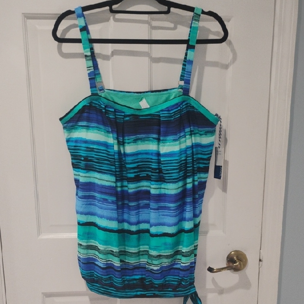 Striped Blue and Green Women's Top